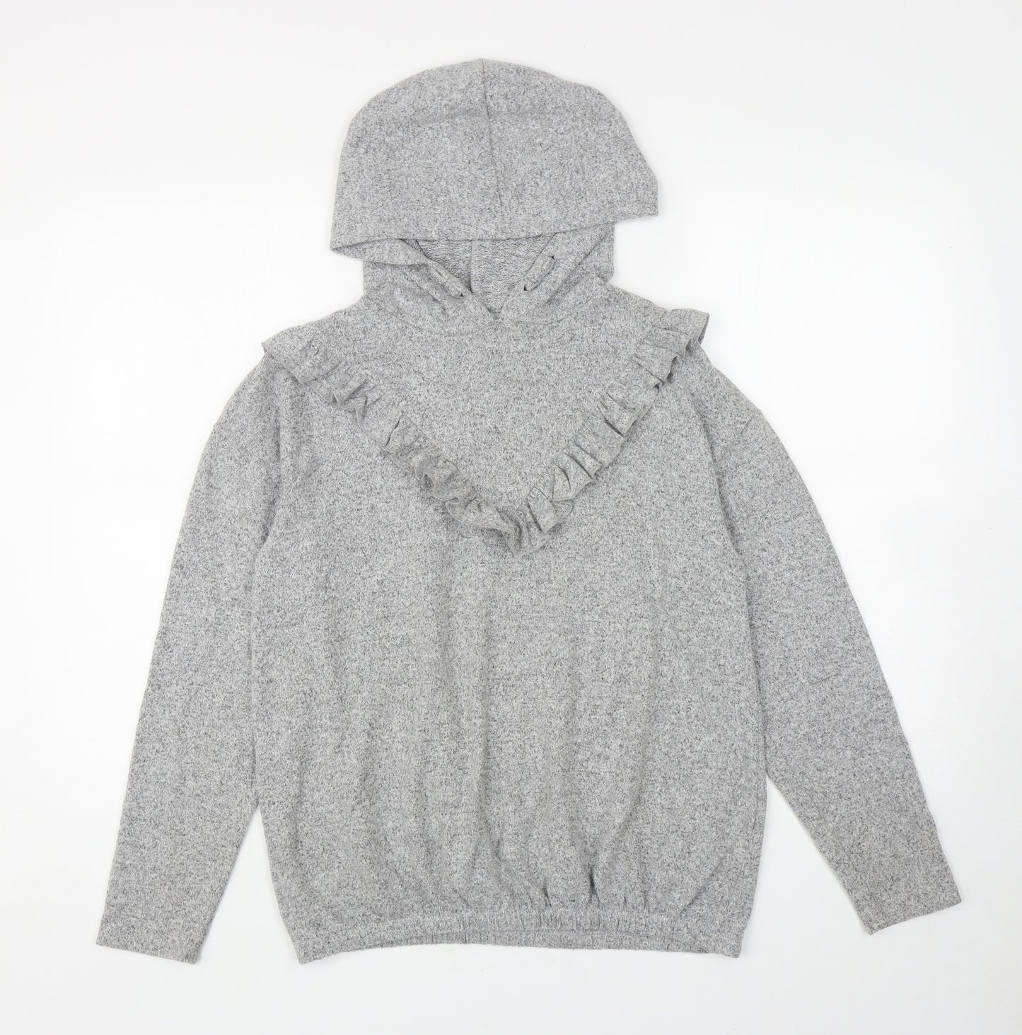 Matalan Girls Grey Polyester Pullover Hoodie Size 13 Years Pullover