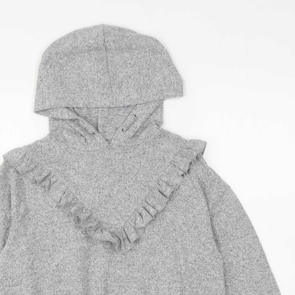 Matalan Girls Grey Polyester Pullover Hoodie Size 13 Years Pullover