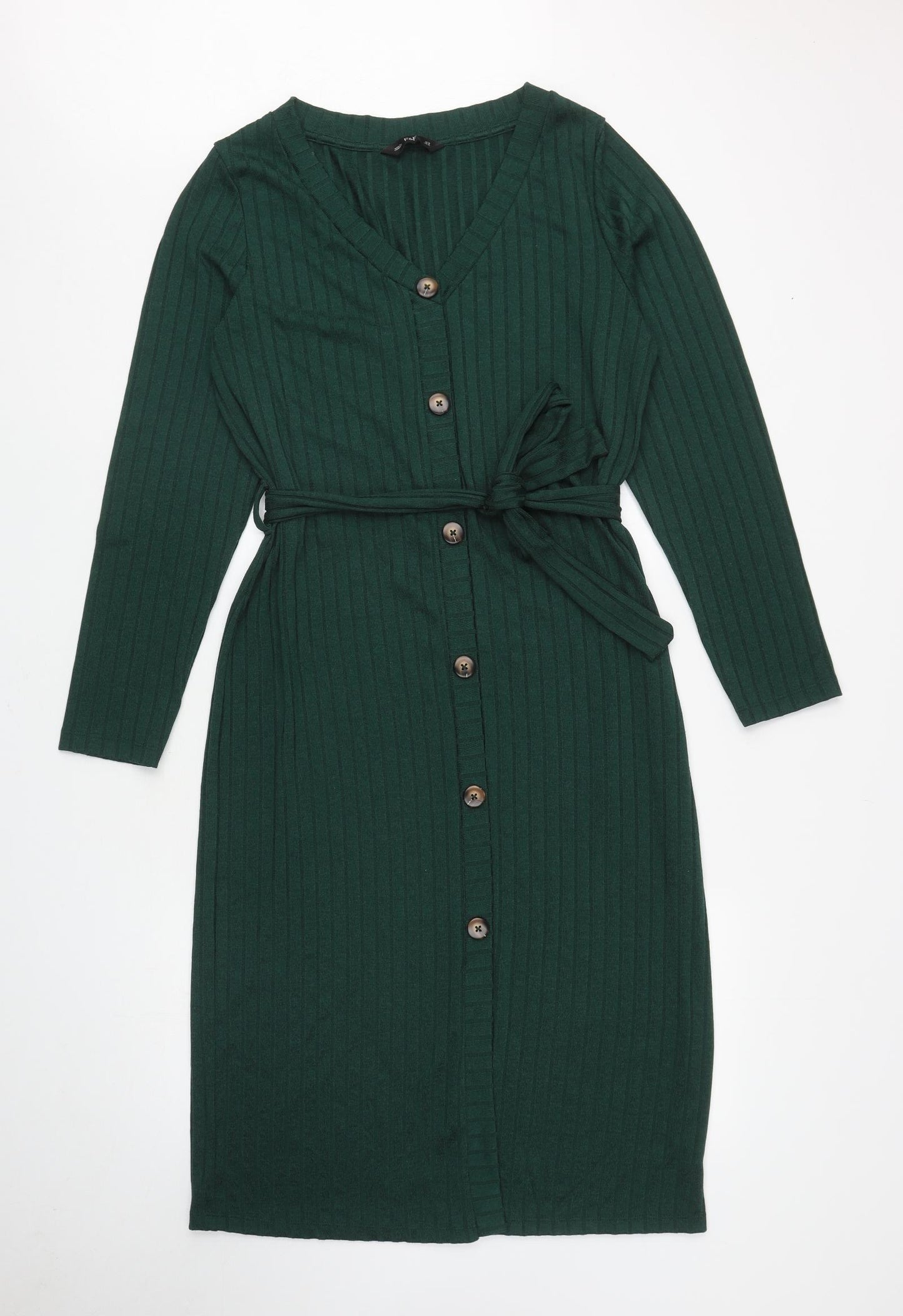 F&F Womens Green Polyester Maxi Size 18 V-Neck Button