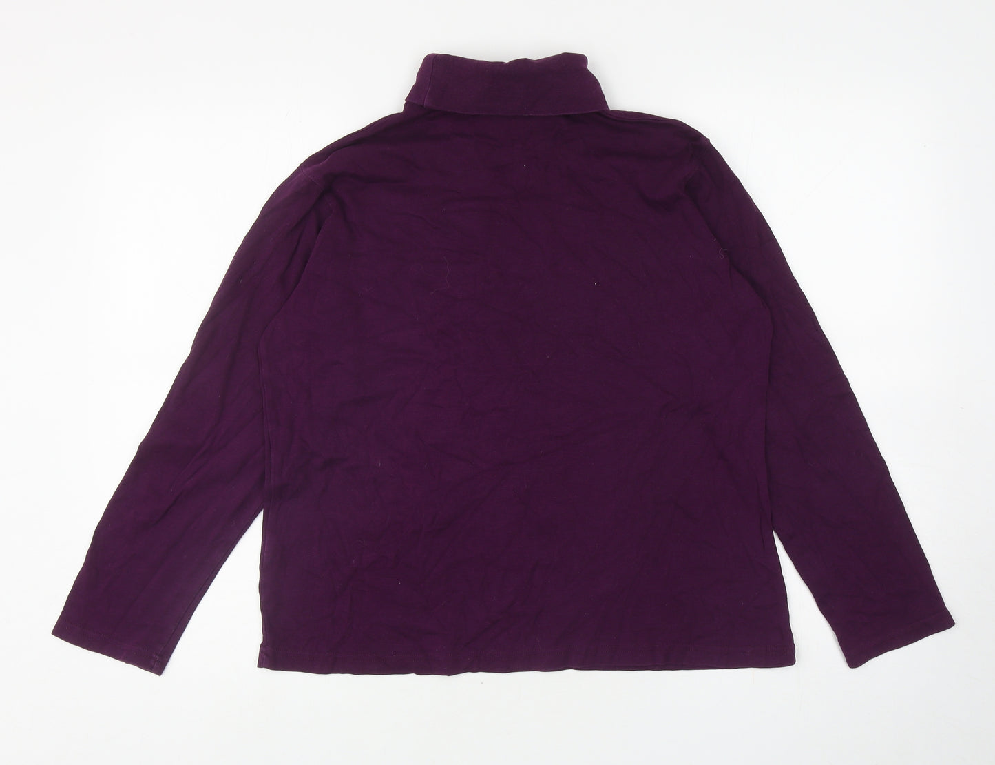Preworn Womens Purple Polyester Basic T-Shirt Size L Roll Neck