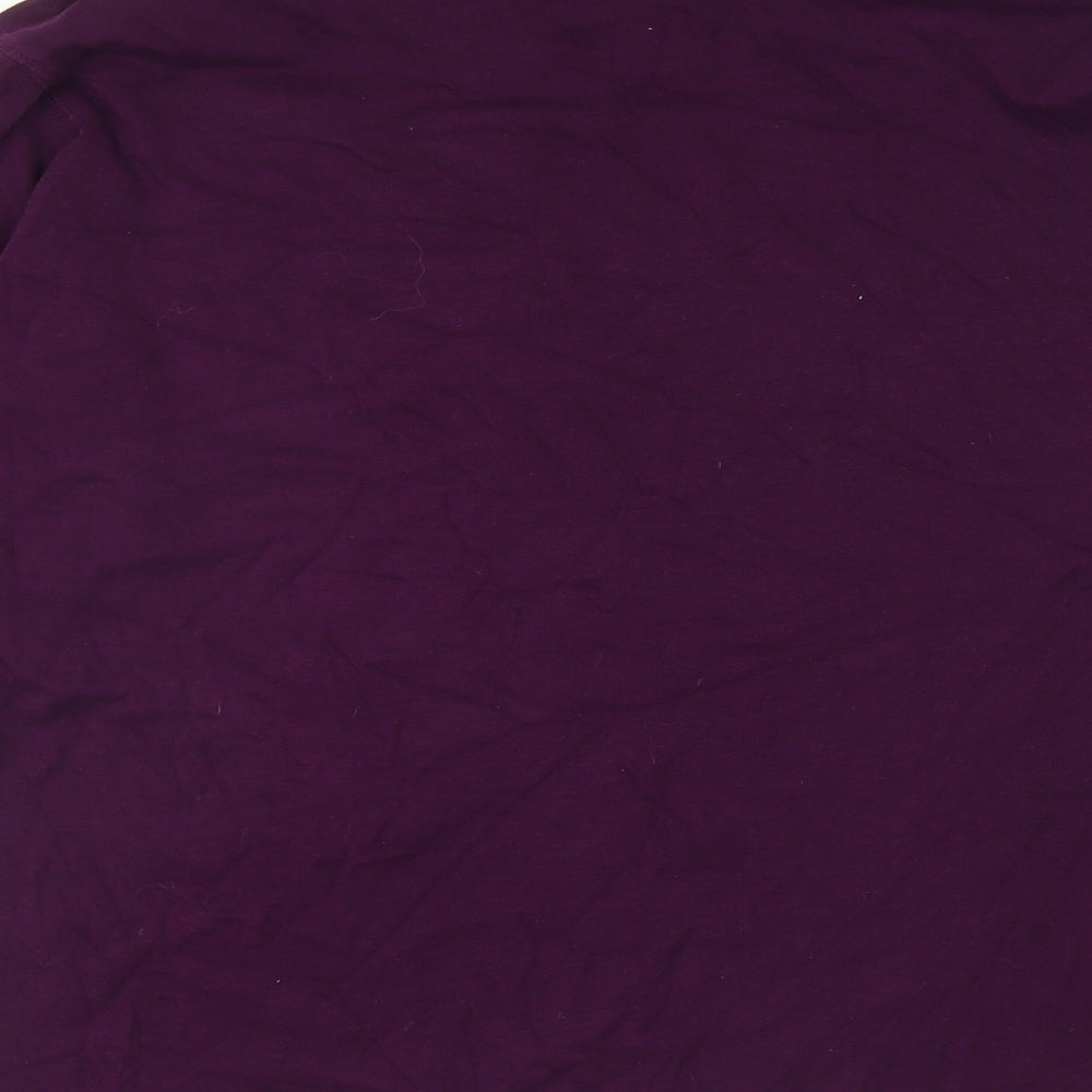 Preworn Womens Purple Polyester Basic T-Shirt Size L Roll Neck