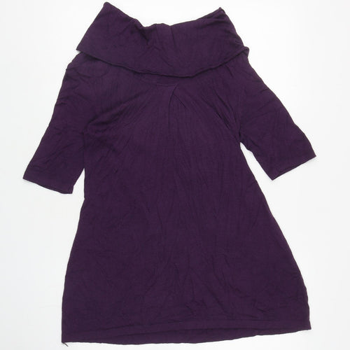 Kaliko Womens Purple Roll Neck Acrylic Tunic Jumper Size 14