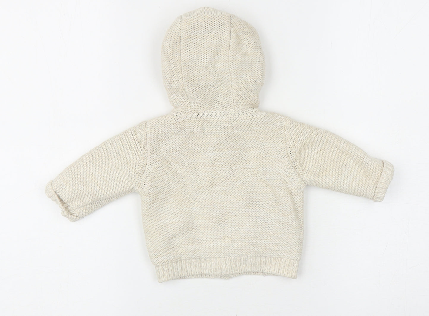 Nutmeg Baby Beige Basic Jacket Coatigan Size 0-3 Months Button - Farm Animals