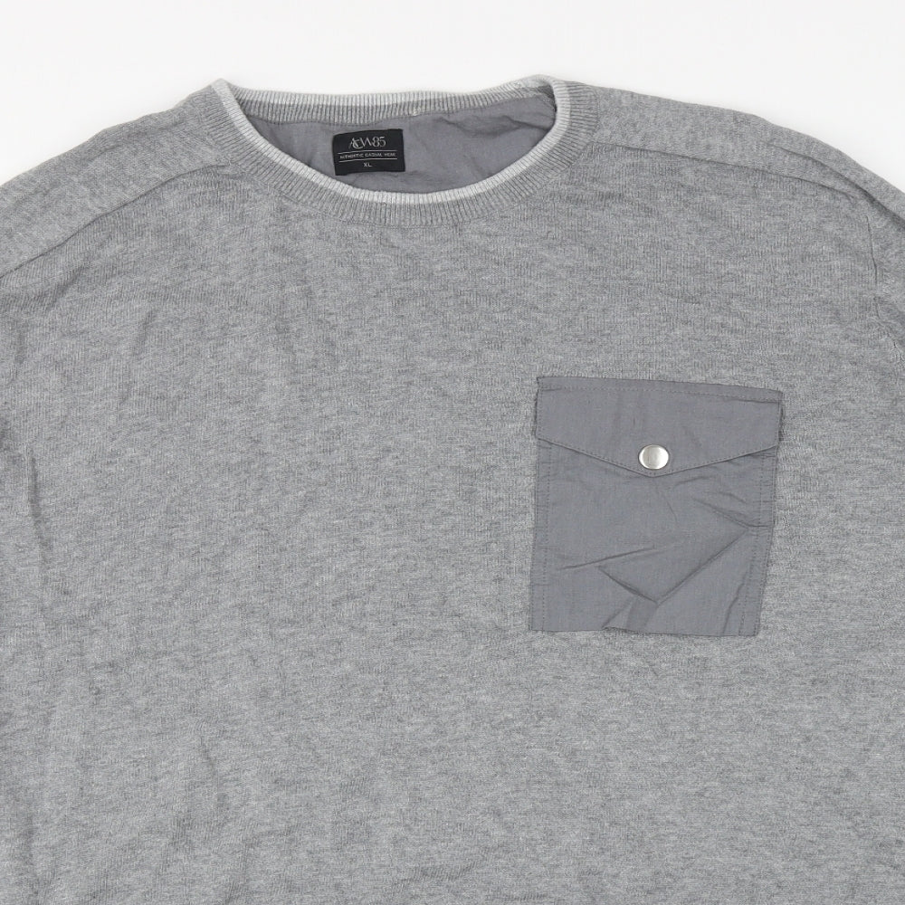 Matalan Mens Grey Round Neck Cotton Pullover Jumper Size XL