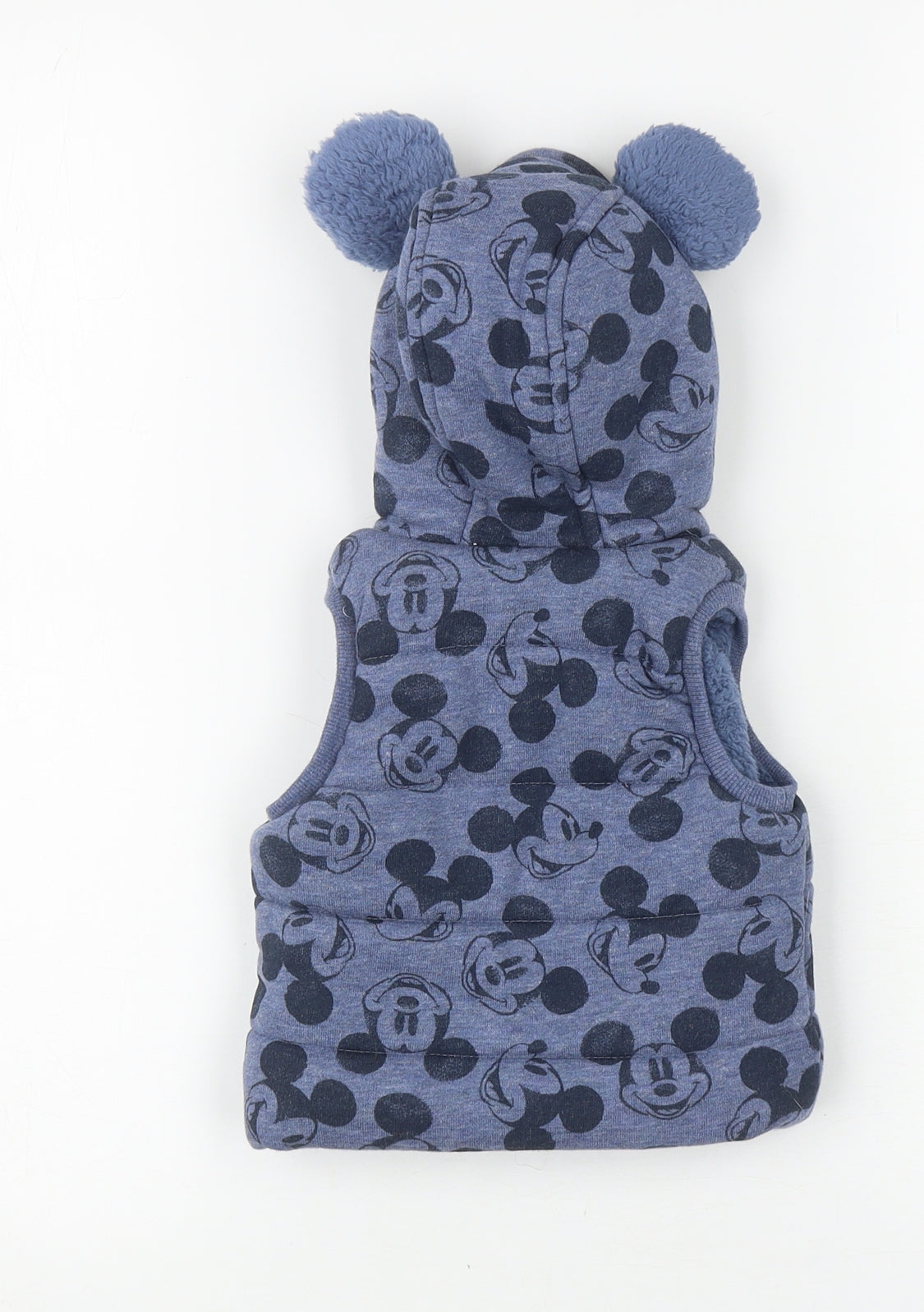 George Baby Blue Geometric Gilet Waistcoat Size 0-3 Months Zip - Mickey Mouse