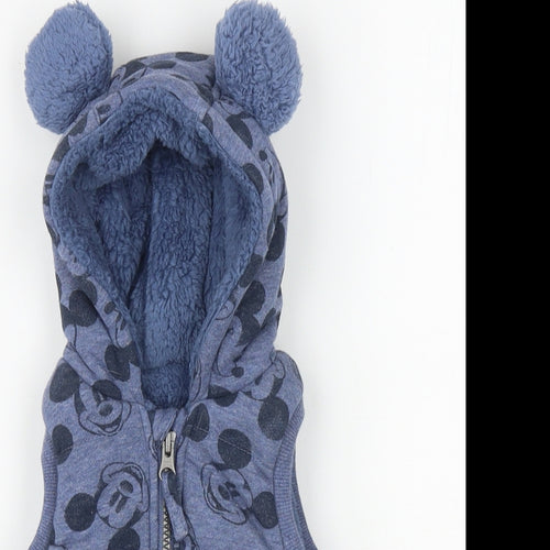 George Baby Blue Geometric Gilet Waistcoat Size 0-3 Months Zip - Mickey Mouse