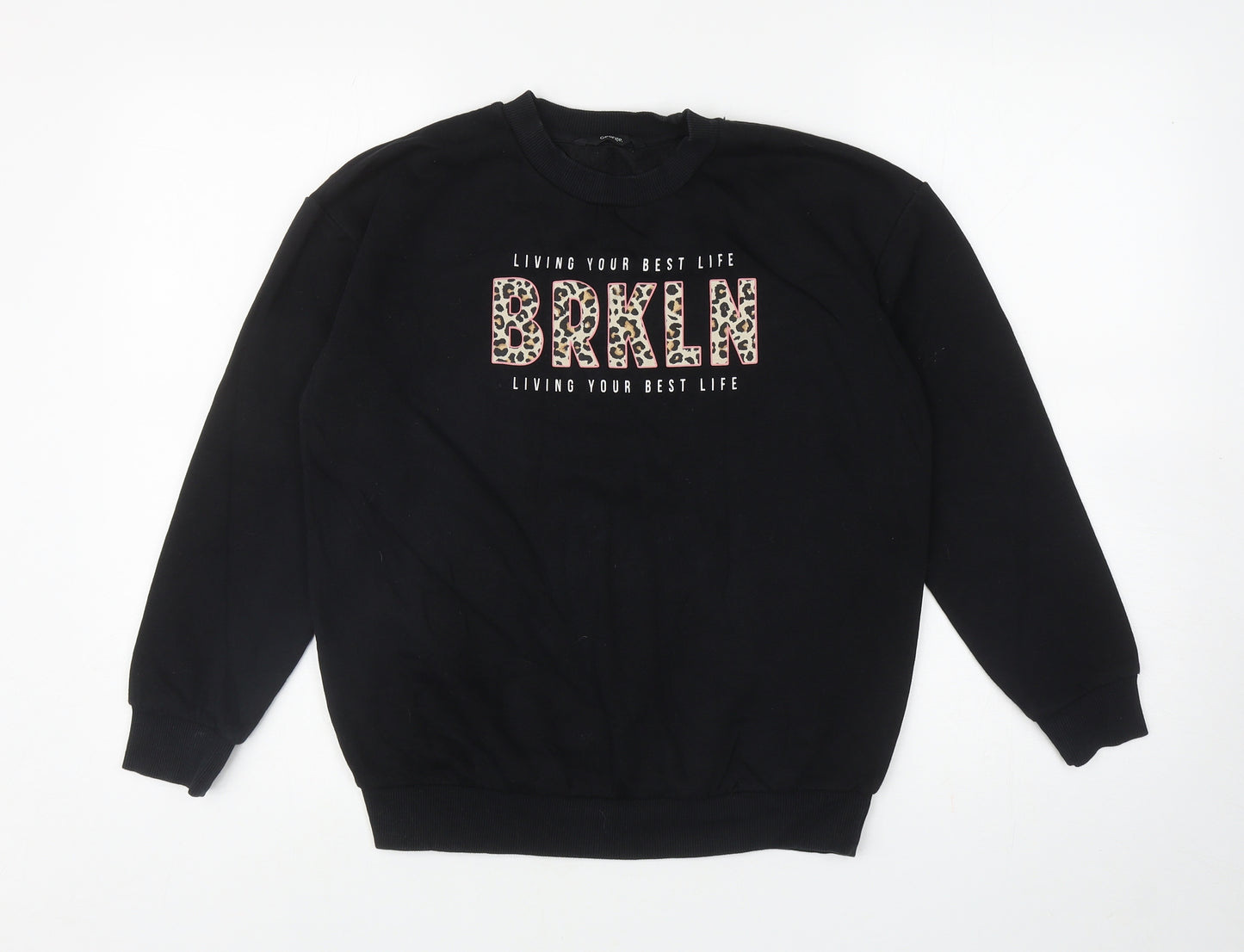 George Girls Black Cotton Pullover Sweatshirt Size 10-11 Years Pullover - BRKLN