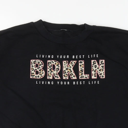 George Girls Black Cotton Pullover Sweatshirt Size 10-11 Years Pullover - BRKLN