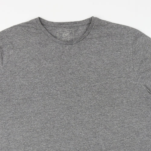 F&F Mens Grey Cotton T-Shirt Size 2XL Round Neck