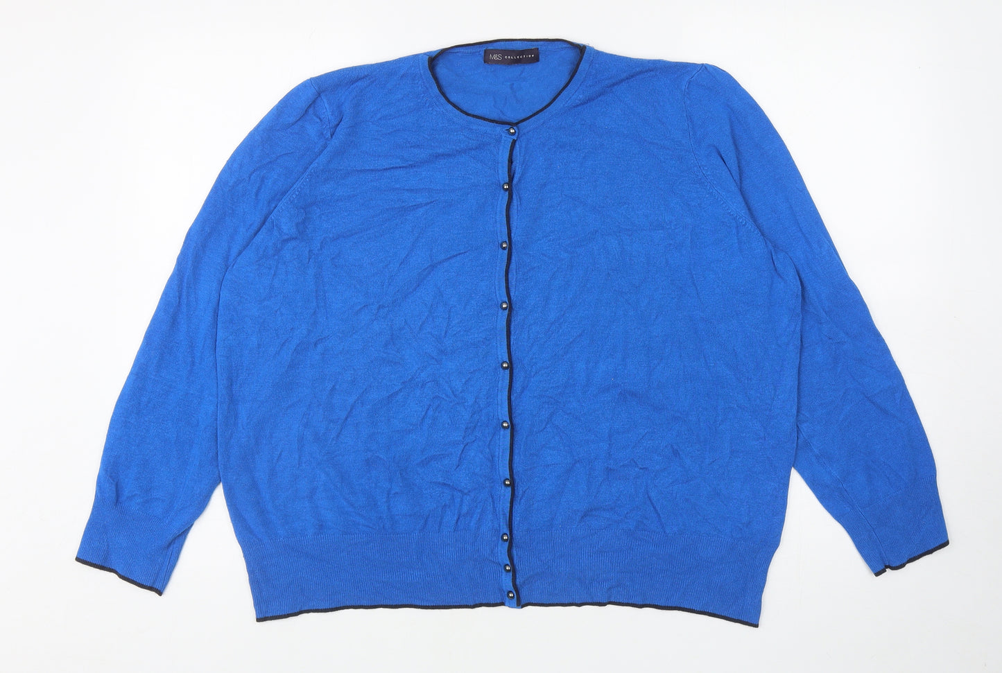 Marks and Spencer Womens Blue Round Neck Viscose Cardigan Jumper Size 22