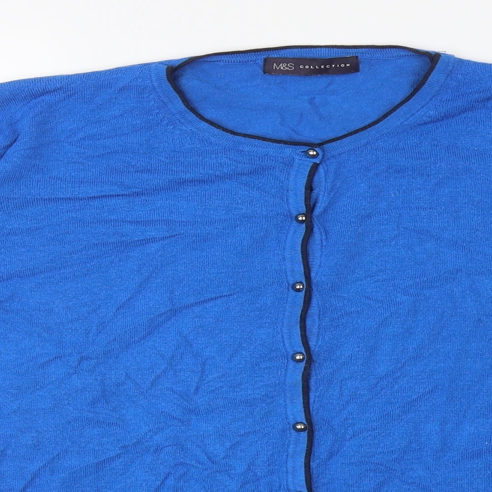 Marks and Spencer Womens Blue Round Neck Viscose Cardigan Jumper Size 22