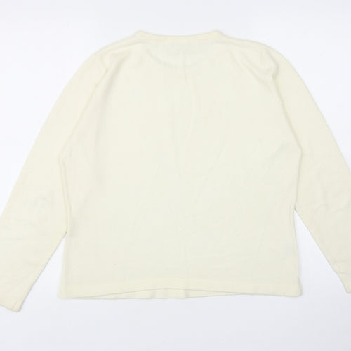 Isabelle Womens Ivory Round Neck Acrylic Pullover Jumper Size 12