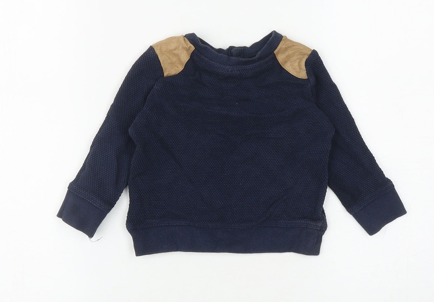 F&F Boys Blue Cotton Pullover Jumper Size 18-24 Months Button