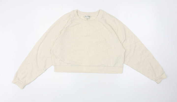 Miss Selfridge Womens Ivory Cotton Pullover Sweatshirt Size S Pullover - Cropped