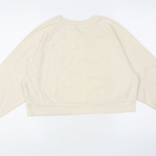 Miss Selfridge Womens Ivory Cotton Pullover Sweatshirt Size S Pullover - Cropped