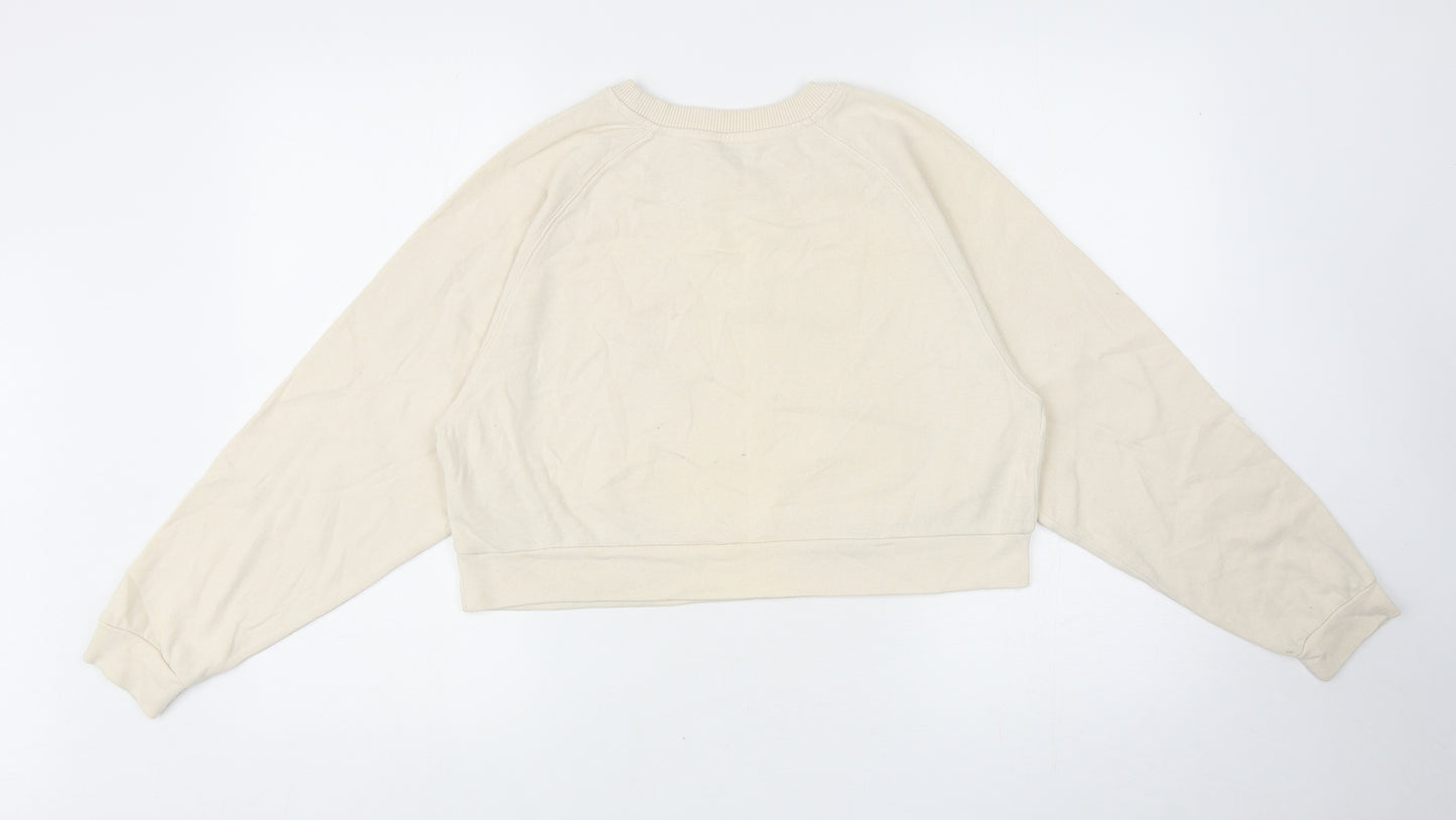 Miss Selfridge Womens Ivory Cotton Pullover Sweatshirt Size S Pullover - Cropped