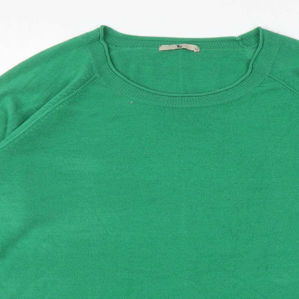 TU Womens Green Scoop Neck Acrylic Pullover Jumper Size 16
