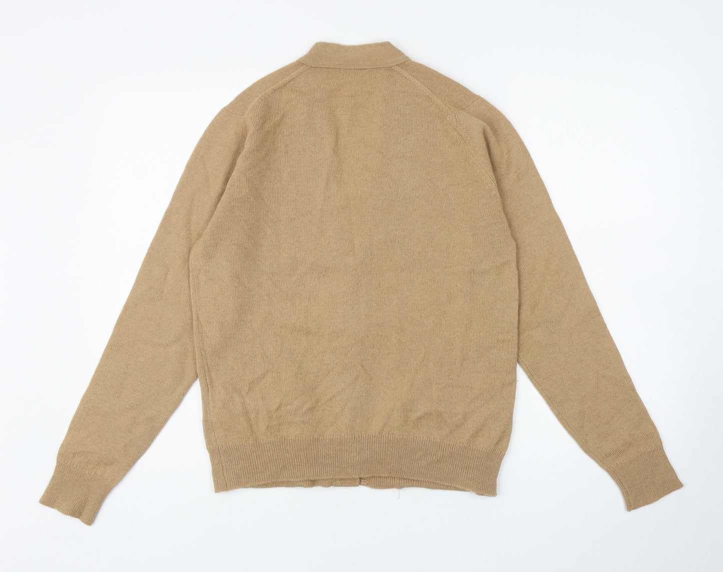 Preworn Womens Beige V-Neck Wool Cardigan Jumper Size 10