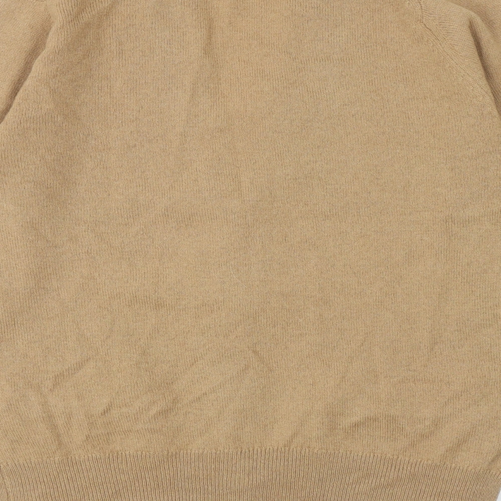 Preworn Womens Beige V-Neck Wool Cardigan Jumper Size 10