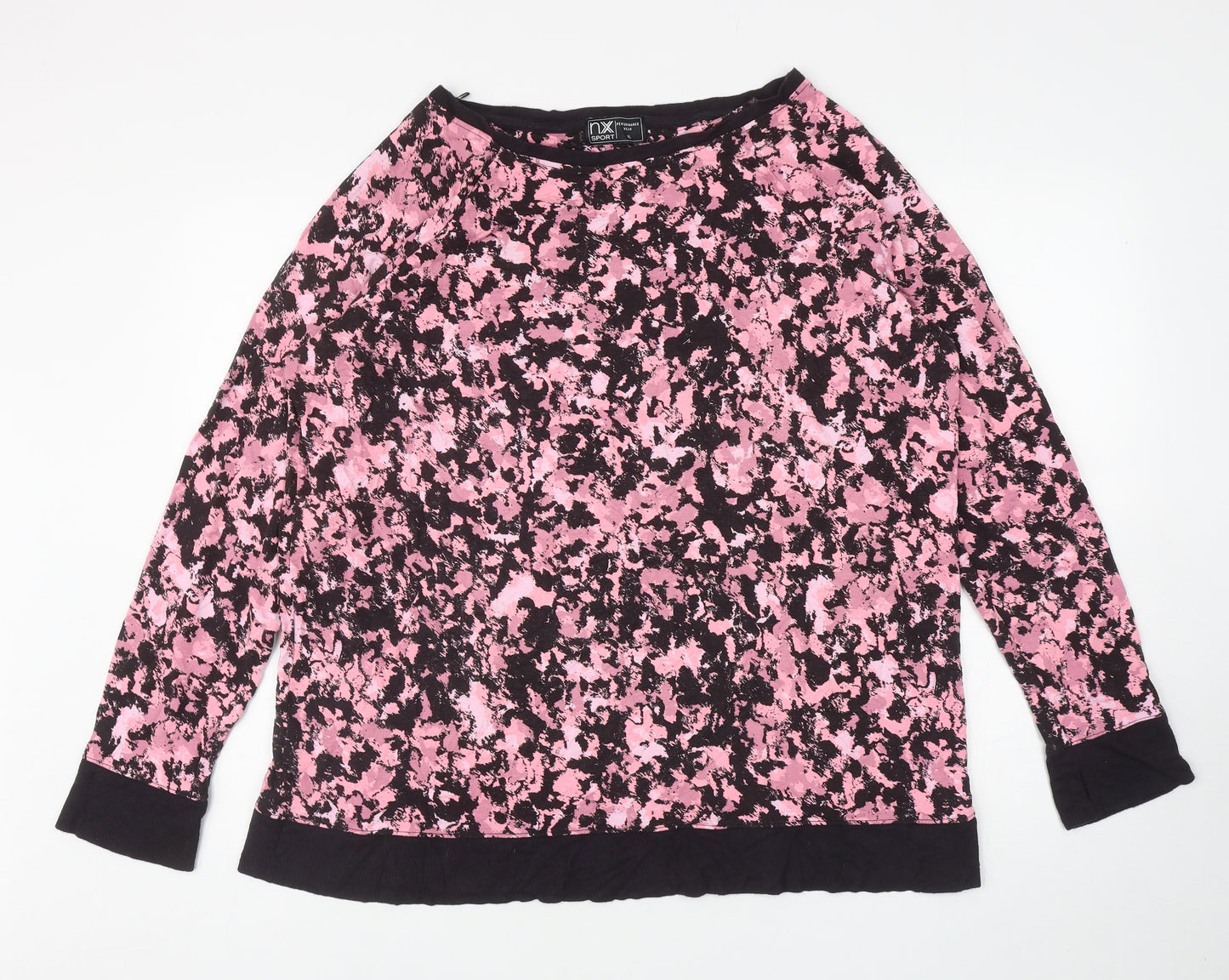 NEXT Womens Pink Geometric Viscose Pullover Casual Size XL Boat Neck Pullover