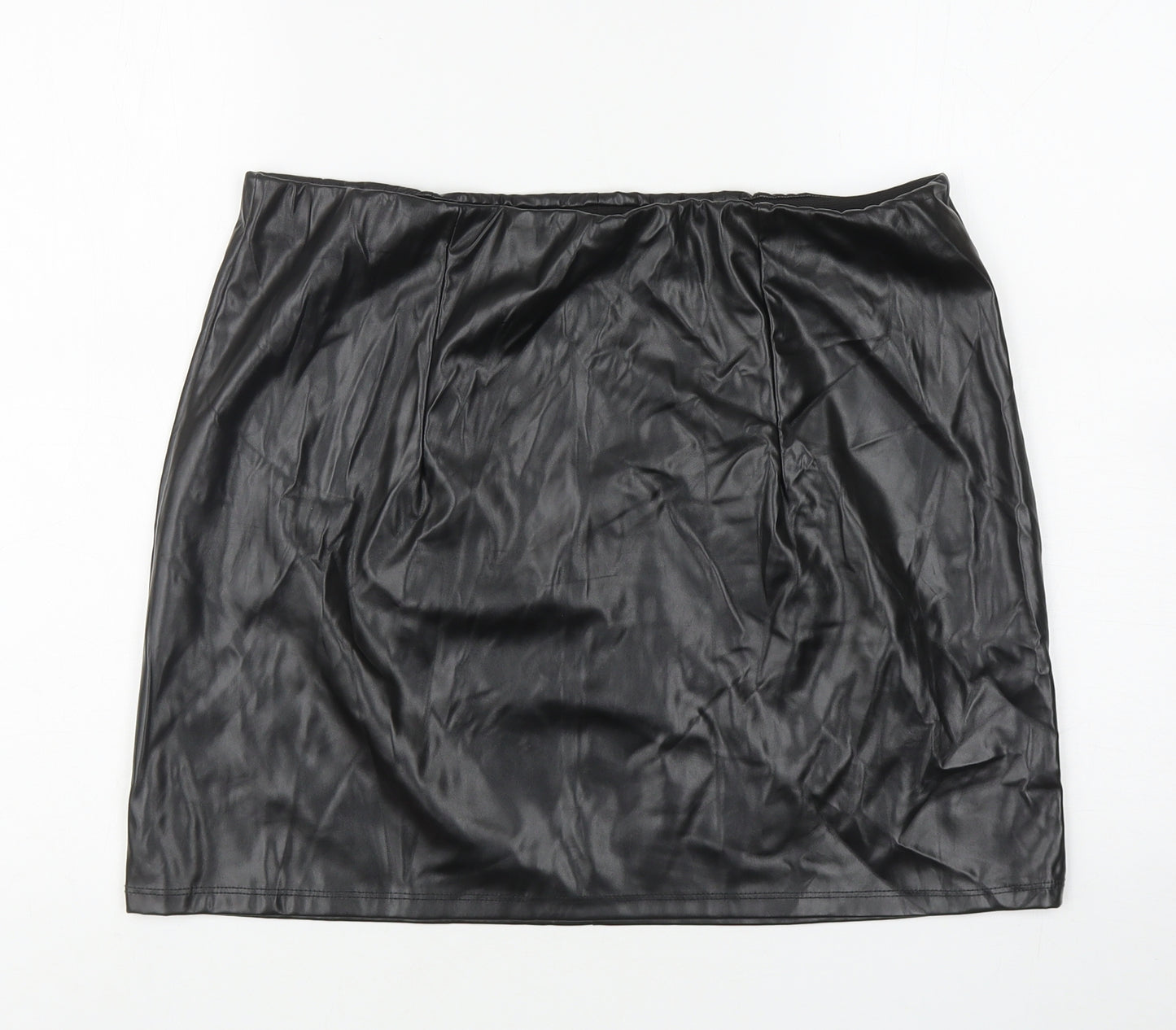 ASOS Womens Black Polyurethane Mini Skirt Size 16 - Faux Leather