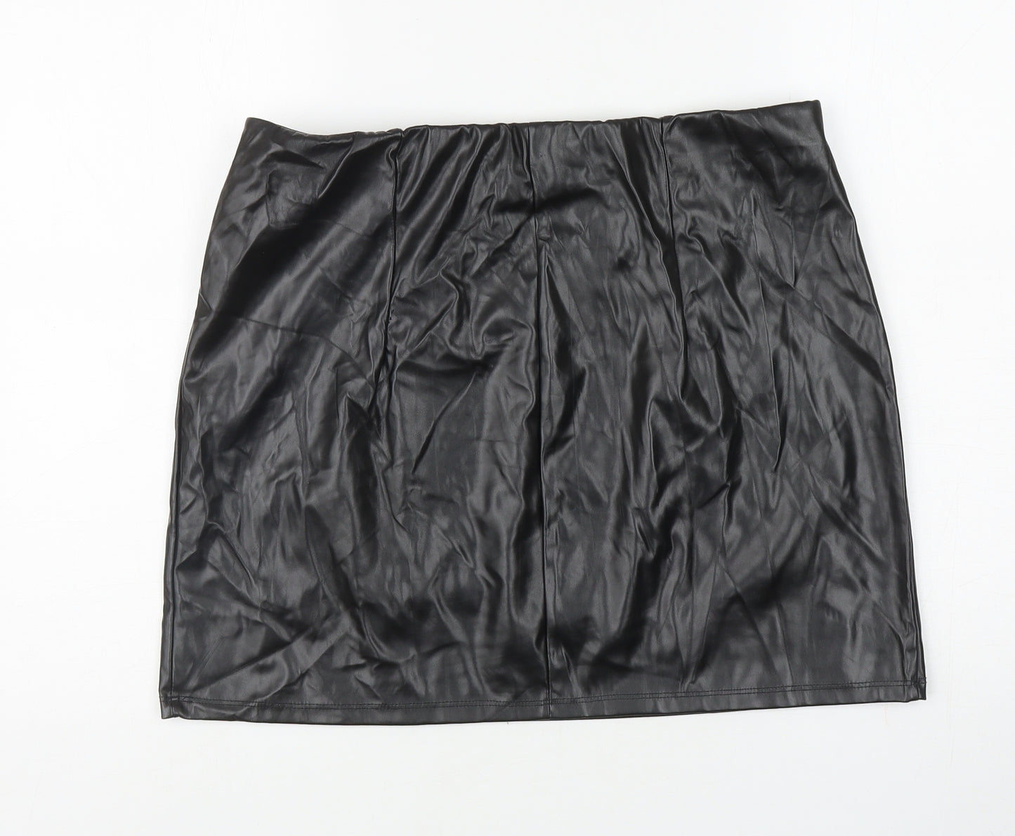 ASOS Womens Black Polyurethane Mini Skirt Size 16 - Faux Leather