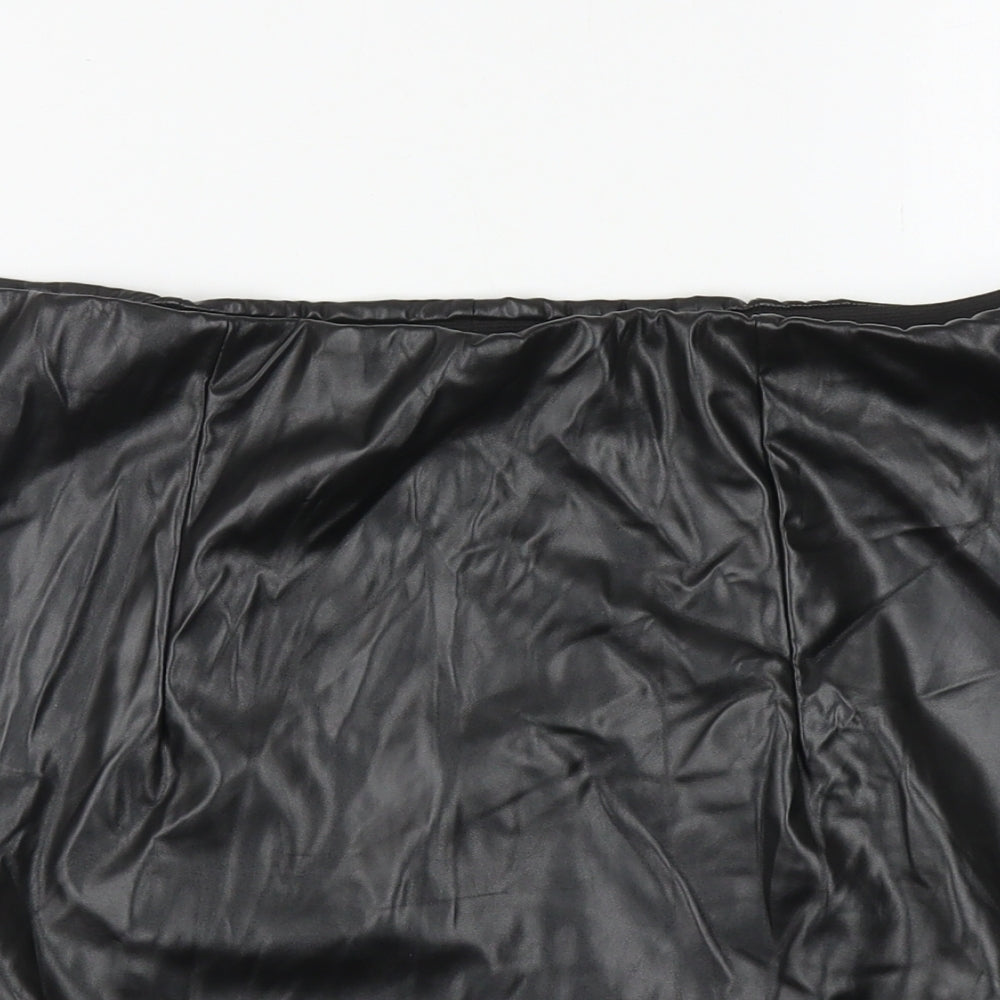 ASOS Womens Black Polyurethane Mini Skirt Size 16 - Faux Leather