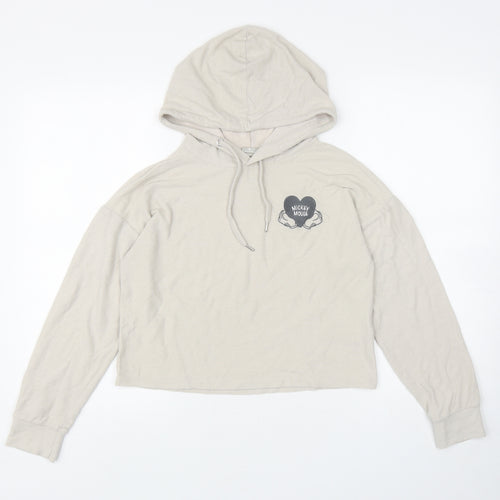 Primark Womens Beige Viscose Pullover Hoodie Size XS Pullover - Mickey Mouse, Cropped