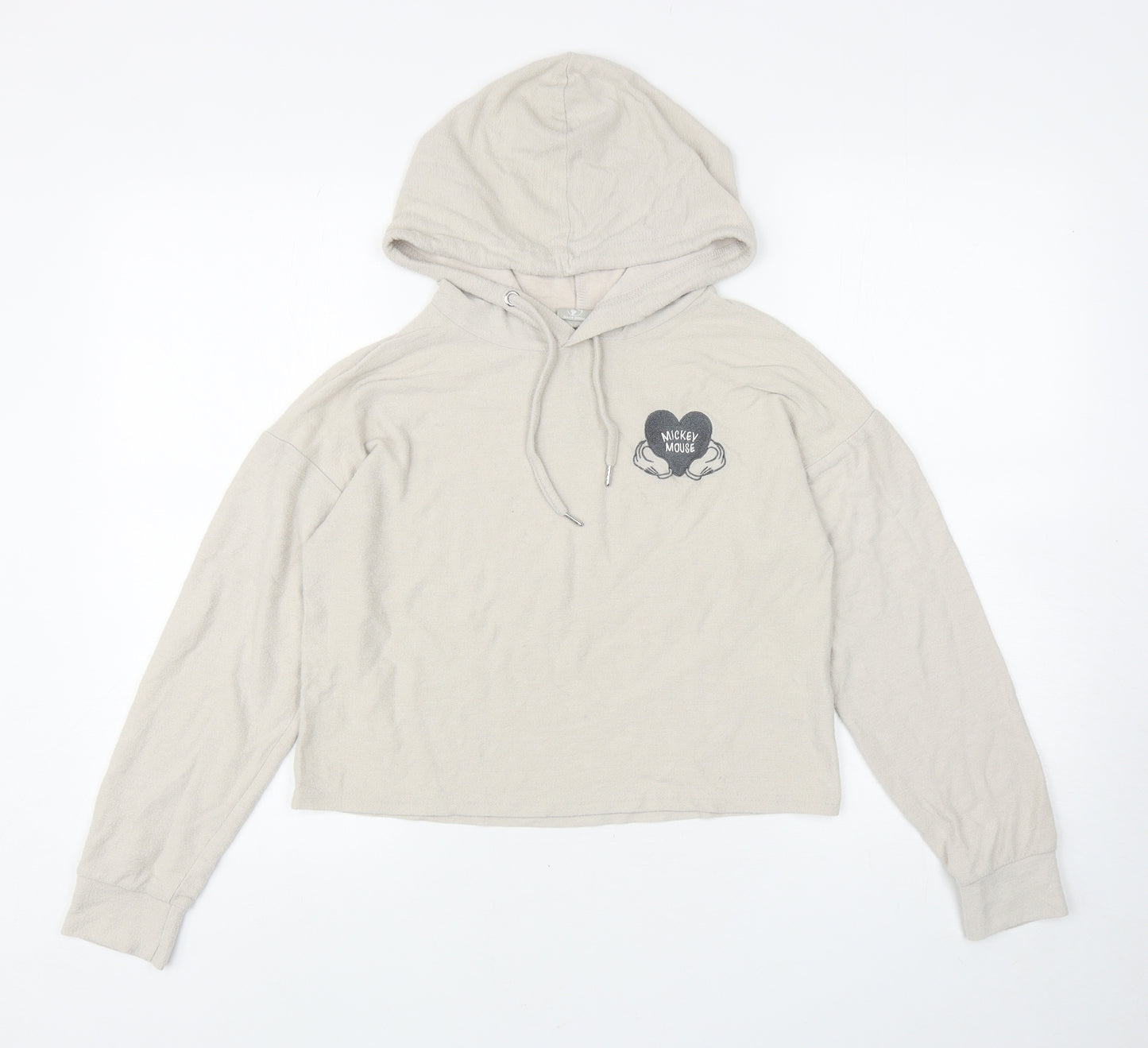 Primark Womens Beige Viscose Pullover Hoodie Size XS Pullover - Mickey Mouse, Cropped