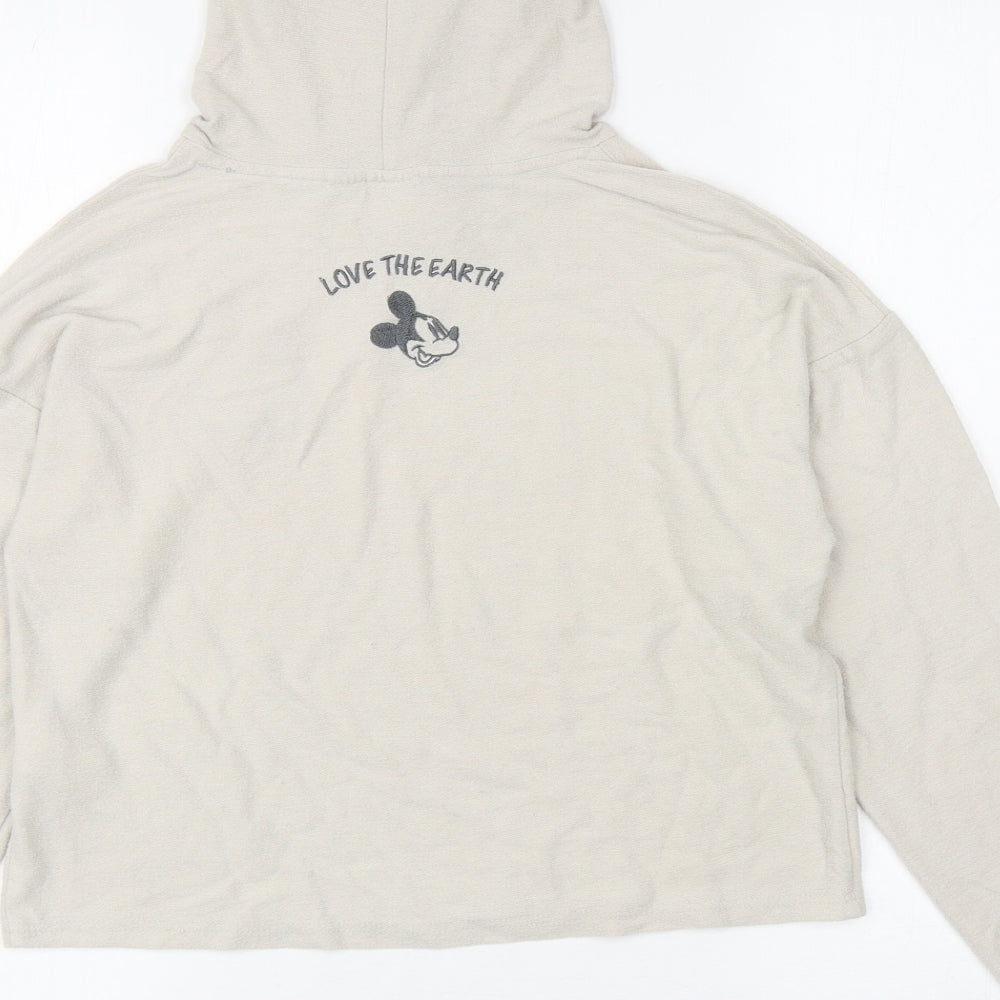 Primark Womens Beige Viscose Pullover Hoodie Size XS Pullover - Mickey Mouse, Cropped