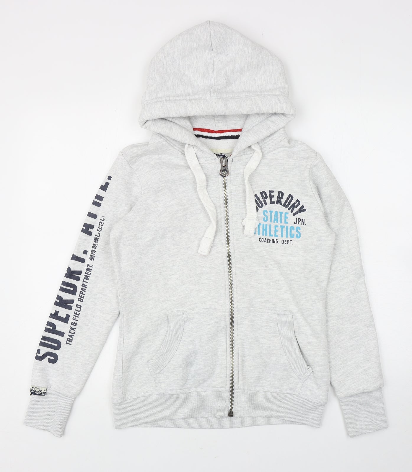 Superdry Mens Grey Cotton Full Zip Hoodie Size S - State Athletics