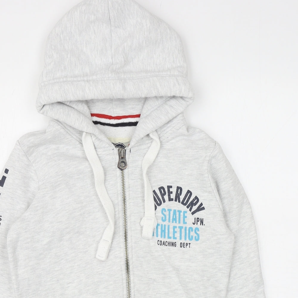 Superdry Mens Grey Cotton Full Zip Hoodie Size S - State Athletics