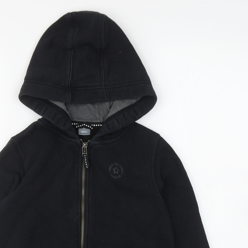NEXT Girls Black Cotton Full Zip Hoodie Size 9 Years Zip