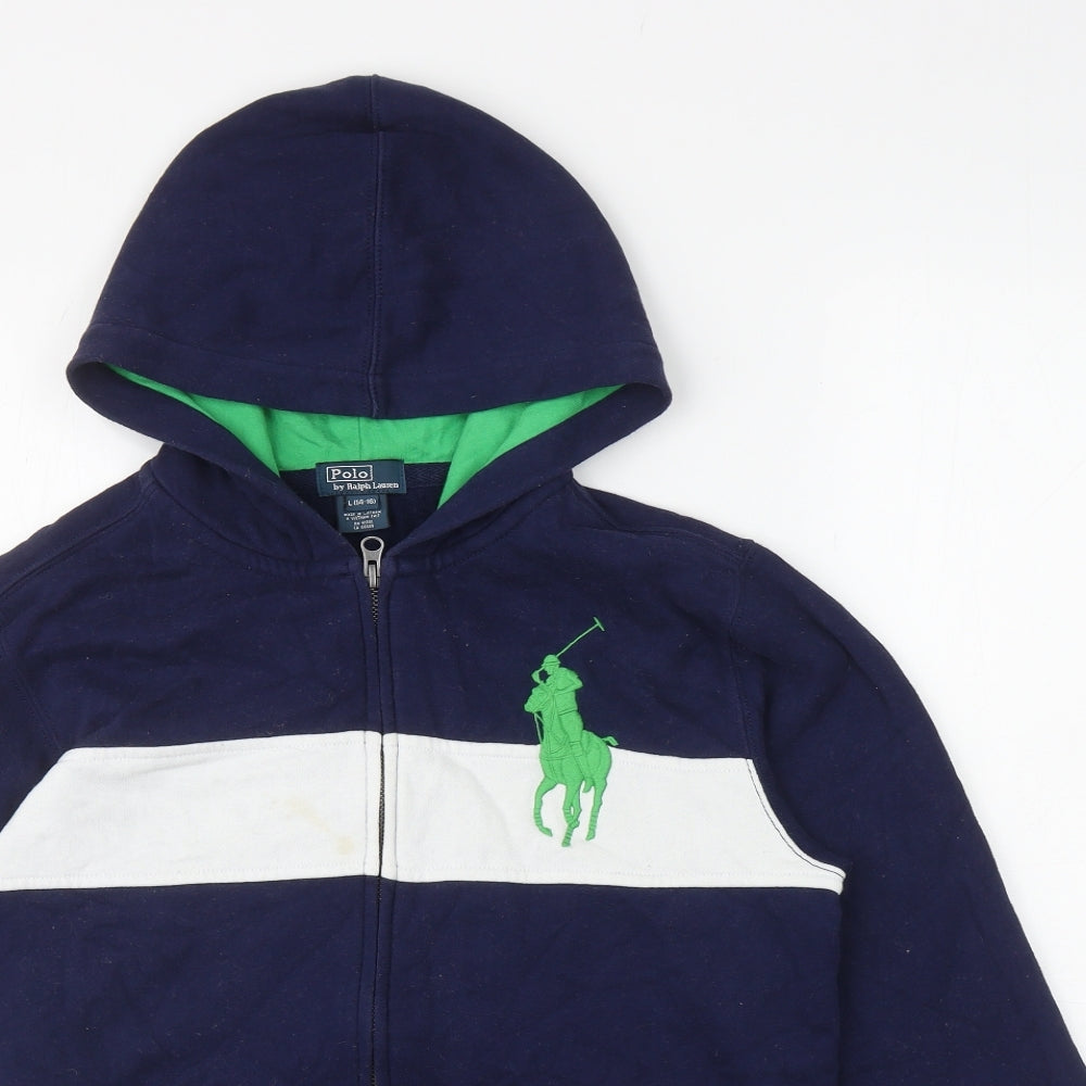 Ralph Lauren Womens Blue Cotton Full Zip Hoodie Size L Zip