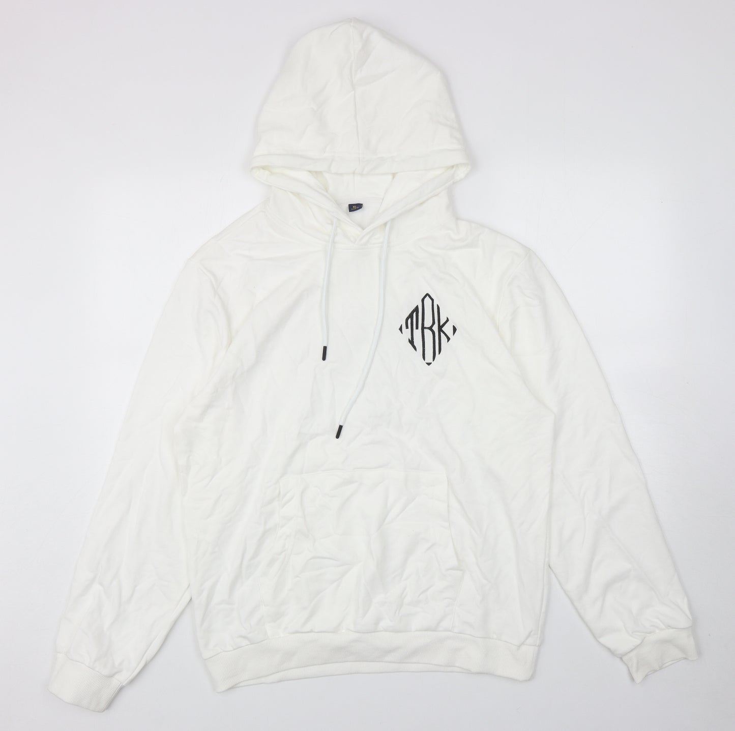 Preworn Mens White Polyester Pullover Hoodie Size XL - TRK