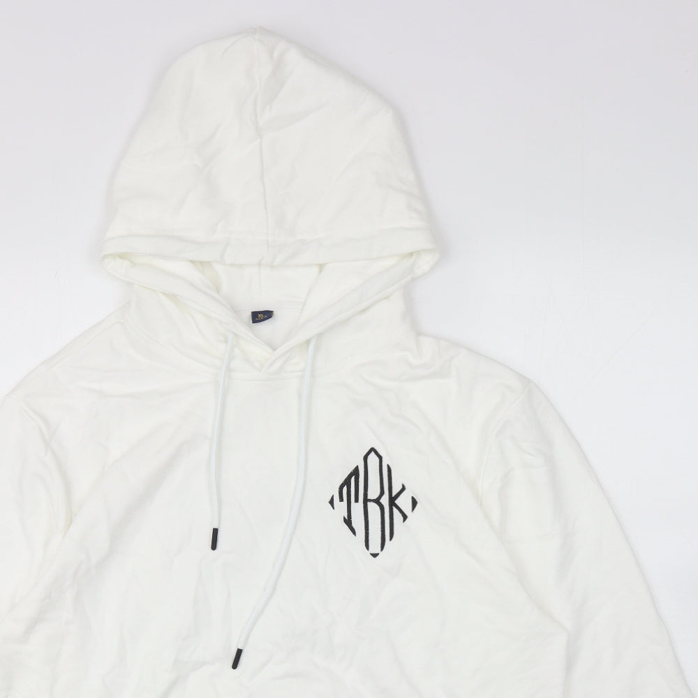 Preworn Mens White Polyester Pullover Hoodie Size XL - TRK