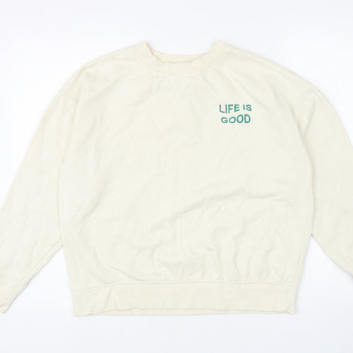 Primark Womens Ivory Cotton Pullover Sweatshirt Size S Pullover - Life Is Good
