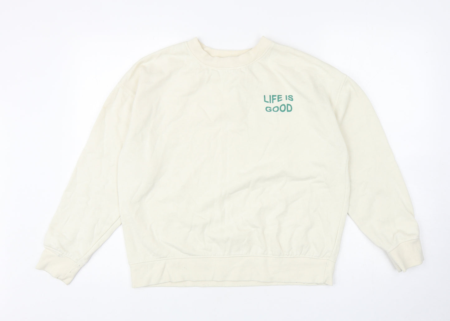 Primark Womens Ivory Cotton Pullover Sweatshirt Size S Pullover - Life Is Good