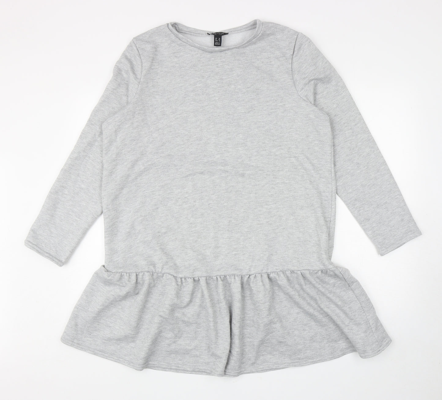 New Look Womens Grey Polyester Jumper Dress Size 18 Round Neck Pullover