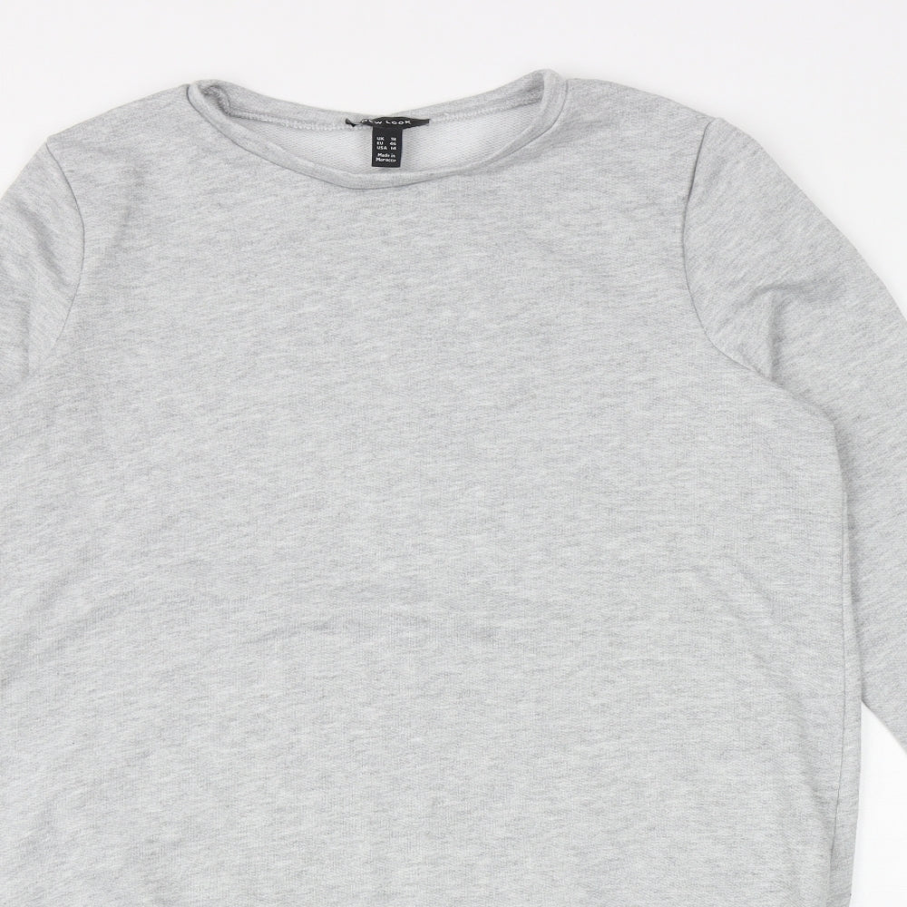 New Look Womens Grey Polyester Jumper Dress Size 18 Round Neck Pullover