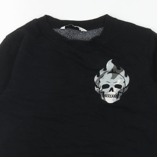 Very Boys Black Cotton Pullover Sweatshirt Size 10 Years Pullover - Skull