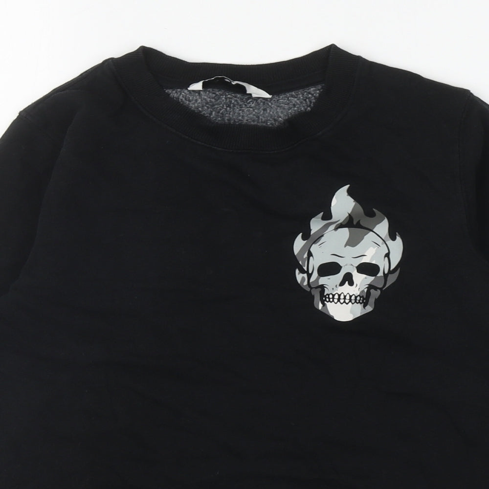 Very Boys Black Cotton Pullover Sweatshirt Size 10 Years Pullover - Skull