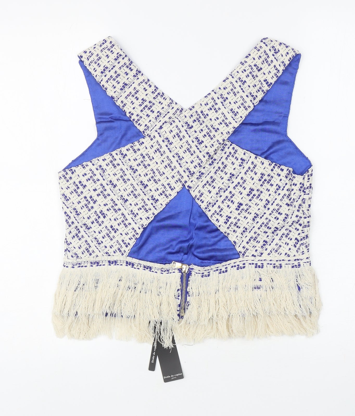 Drole De Copine Womens Blue Polyester Cropped Tank Size L V-Neck