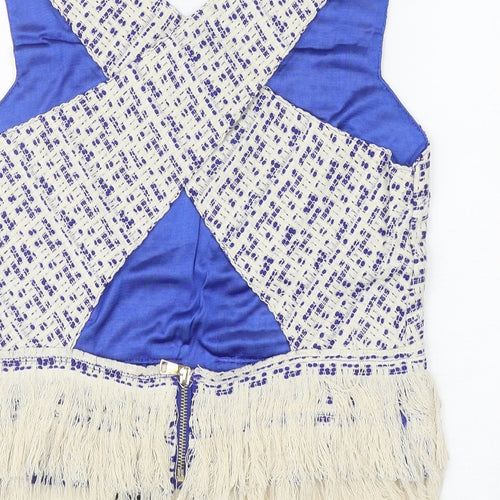 Drole De Copine Womens Blue Polyester Cropped Tank Size L V-Neck