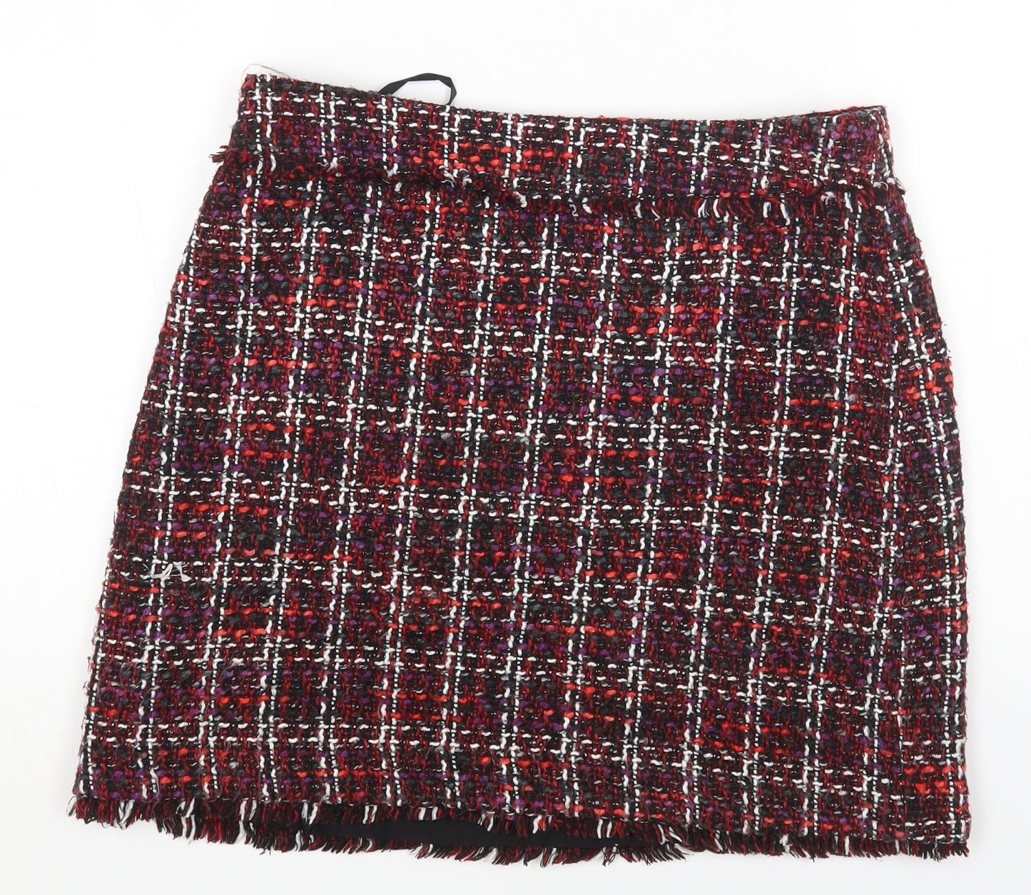 Warehouse Womens Multicoloured Plaid Polyester Mini Skirt Size 12 Zip