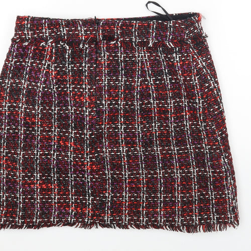 Warehouse Womens Multicoloured Plaid Polyester Mini Skirt Size 12 Zip
