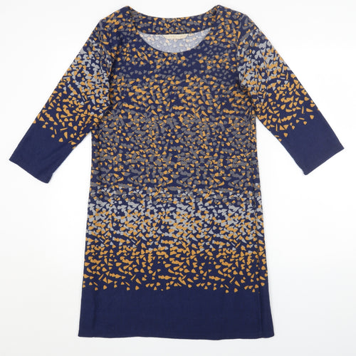 Epilogue Womens Blue Geometric Polyester A-Line Size 12 Round Neck Pullover
