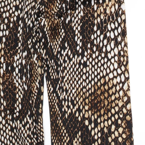 New Frontier Womens Brown Animal Print Cotton Trousers Size M L30 in Regular Drawstring - Snake Print