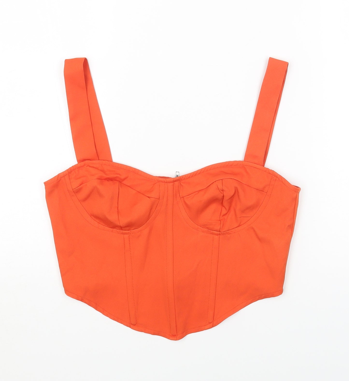 PRETTYLITTLETHING Womens Orange Polyester Cropped Tank Size 10 Sweetheart