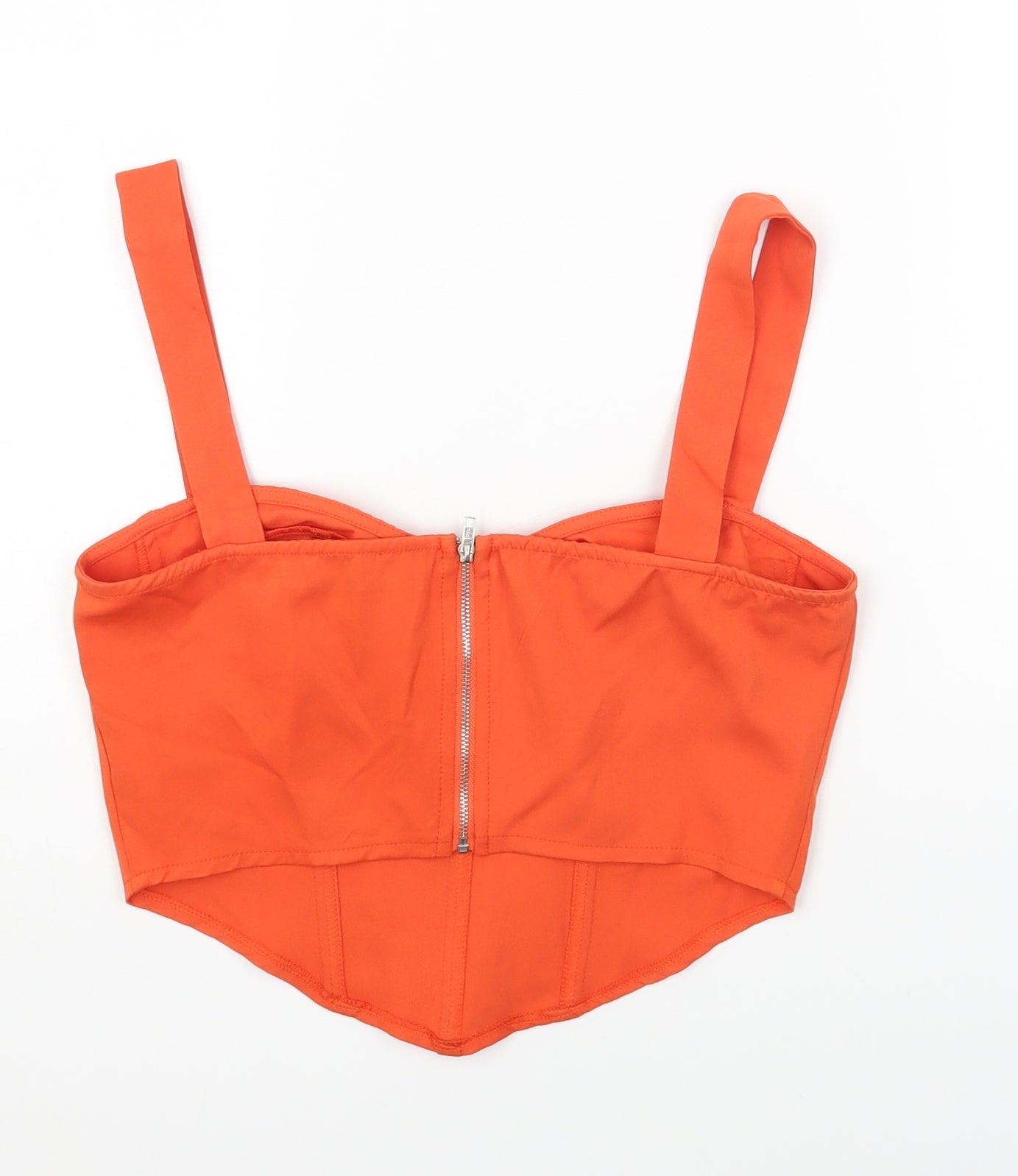 PRETTYLITTLETHING Womens Orange Polyester Cropped Tank Size 10 Sweetheart